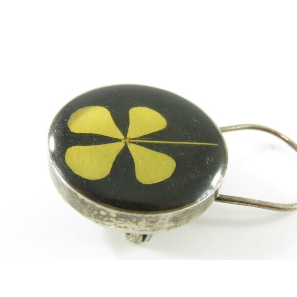Vintage 925 4 Leaf Clover Brooch Sterling Silver Lucky Charm Brooch - Picture 3 of 7